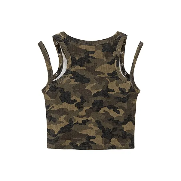 CHUU Tank Top Women's Green Camouflage-1