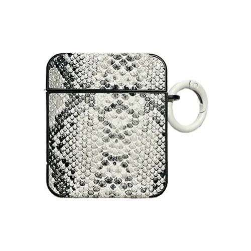 NUOQIXIN Compatibility: AirPods Pro 2/AirPods 4/AirPods 3 PC Premium Leather Snake Skin Pattern Headphone Cases