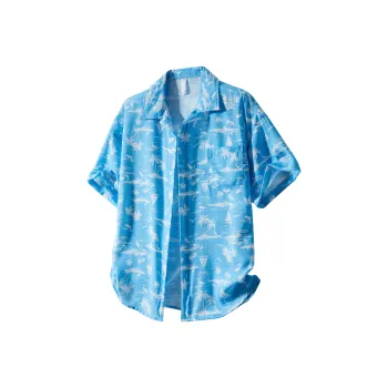 KNOW EVERY Floral Shirt Unisex Madagascar Blue