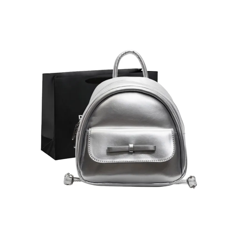 PINK·LAND PU Backpack Regular Women's Pink/Ecru/Silver/Green/Black-12