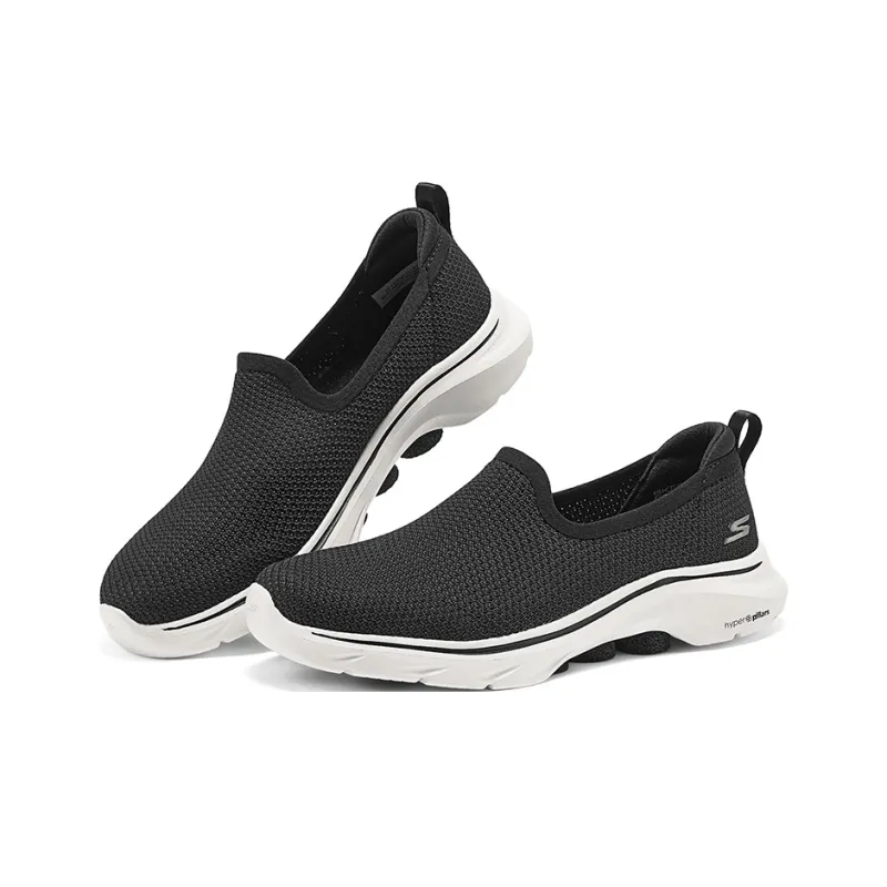 Skechers GO WALK 7 Breathable Lightweight Low Top Casual Shoes Women's Black White-2