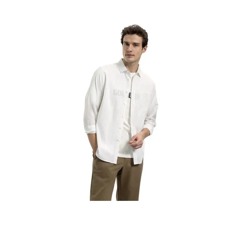 GOLDLION Shirt Men's Apricot Grid White Base-0