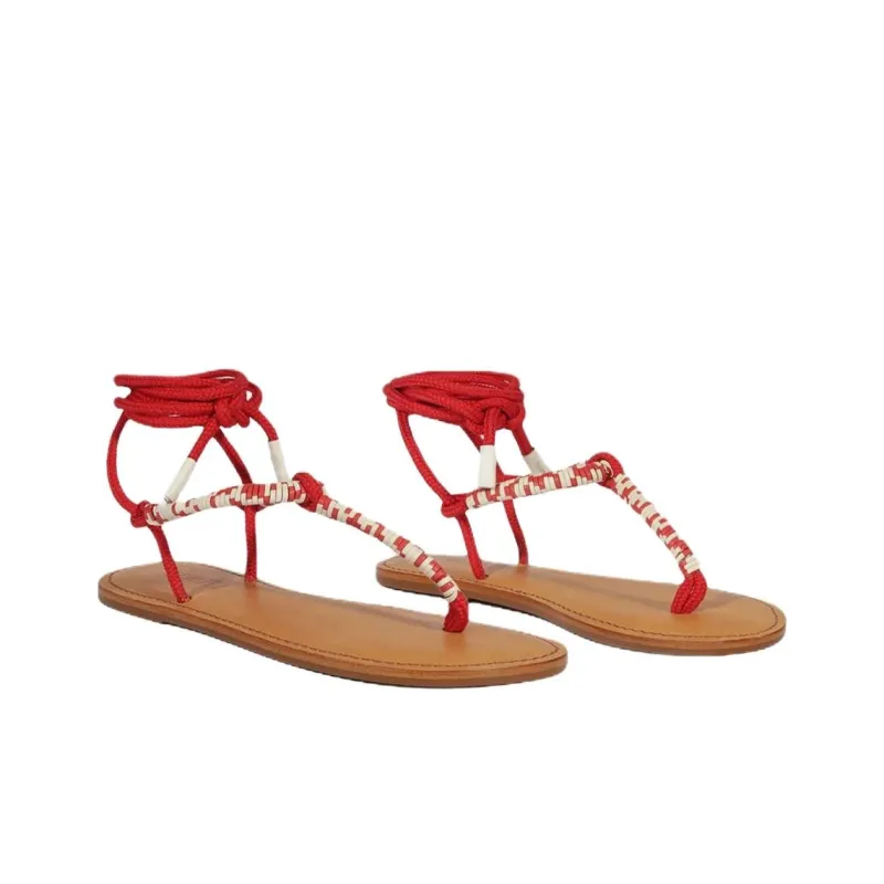Schutz Claire One Strap Sandals Women's Red-2