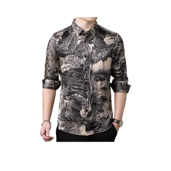PIERRE CARDIN Shirt Men's Ink Clouds And Shadow Paintings