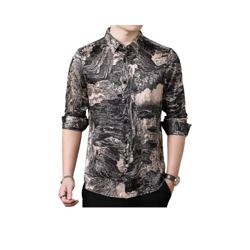 PIERRE CARDIN Shirt Men's Ink Clouds And Shadow Paintings