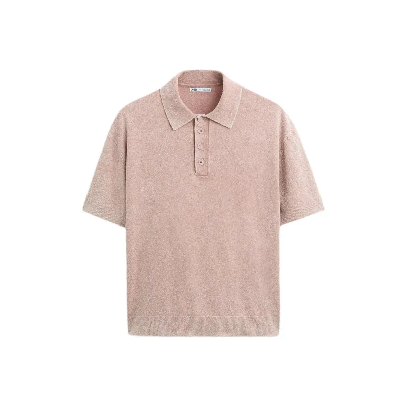 ZARA Polo Shirt Men's Light Pink-0
