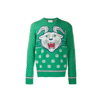 GUCCI Tiger Jacquard Wool Blend Sweater