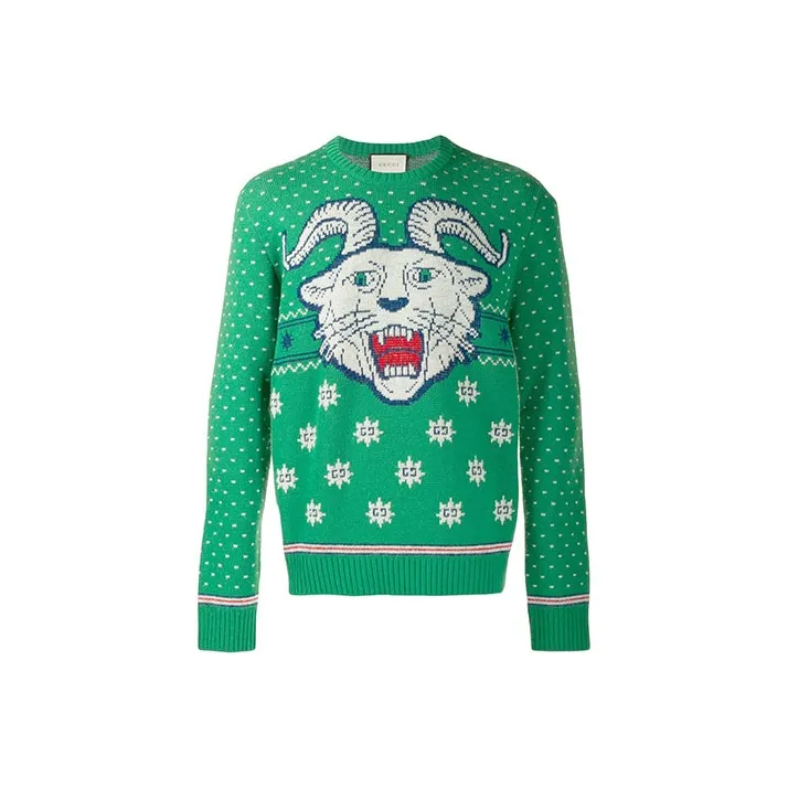 GUCCI Tiger Jacquard Wool Blend Sweater-0