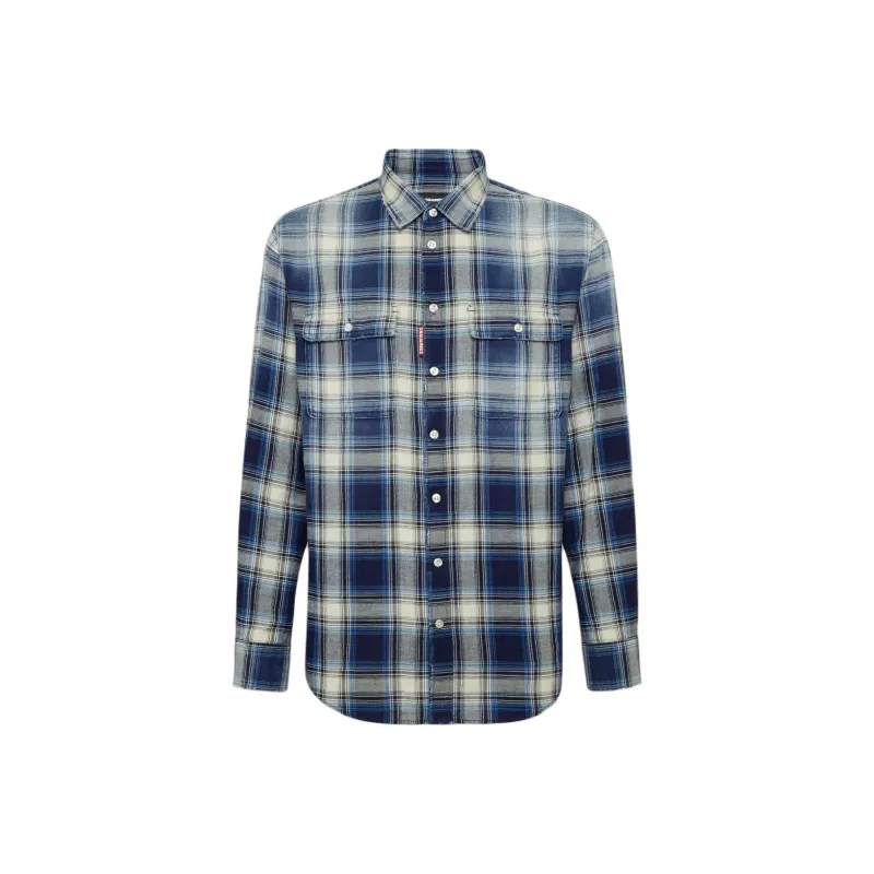 DSQUARED 2 Checked Dropped Shoulder Shirt-0