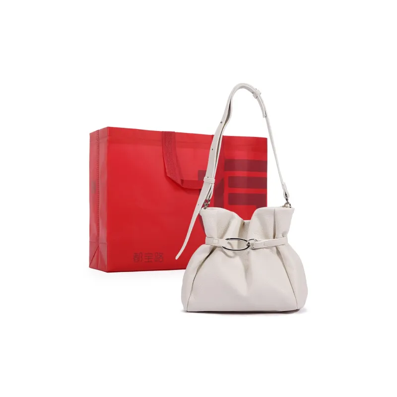 Dubaolu Synthetic Leather Bucket Bag, Shoulder Bag Medium Size Women's Black/Ecru-7