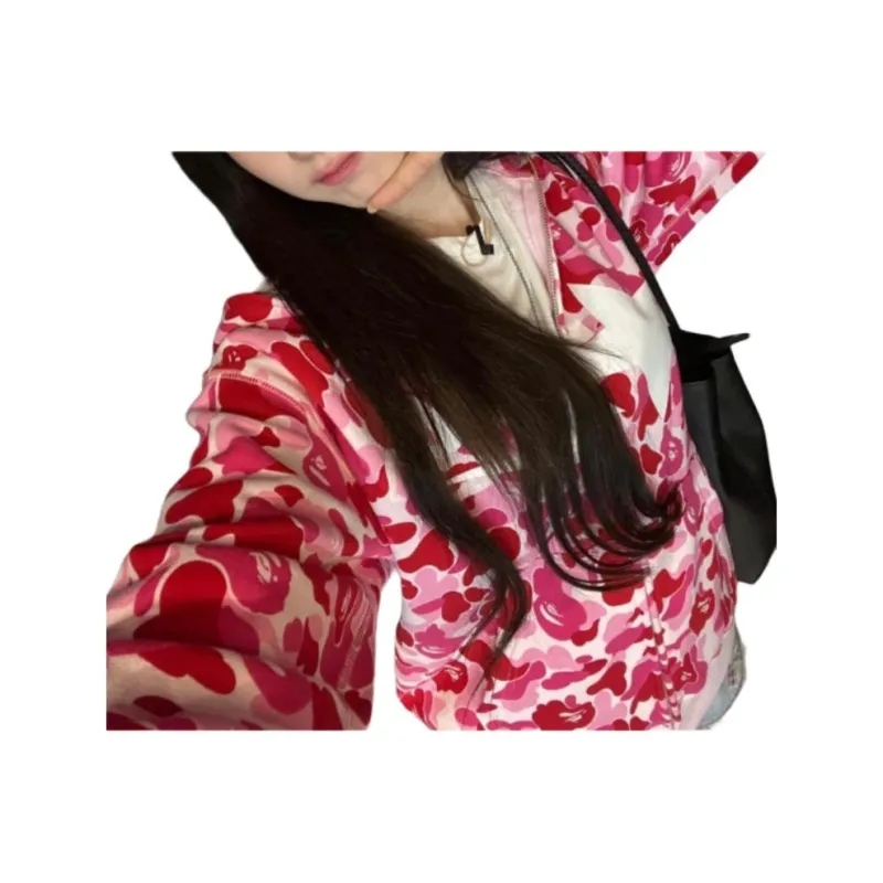 A BATHING APE Abc Bearfull Zip Hoodie Pink-2