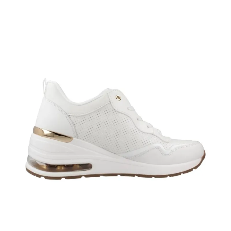 Skechers Million Air Anti Slip Wear Resistant Mid Top Casual Shoes Women's White-1