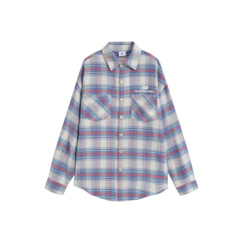 WAITINGWAVE Shirt Unisex Red And Blue Plaid