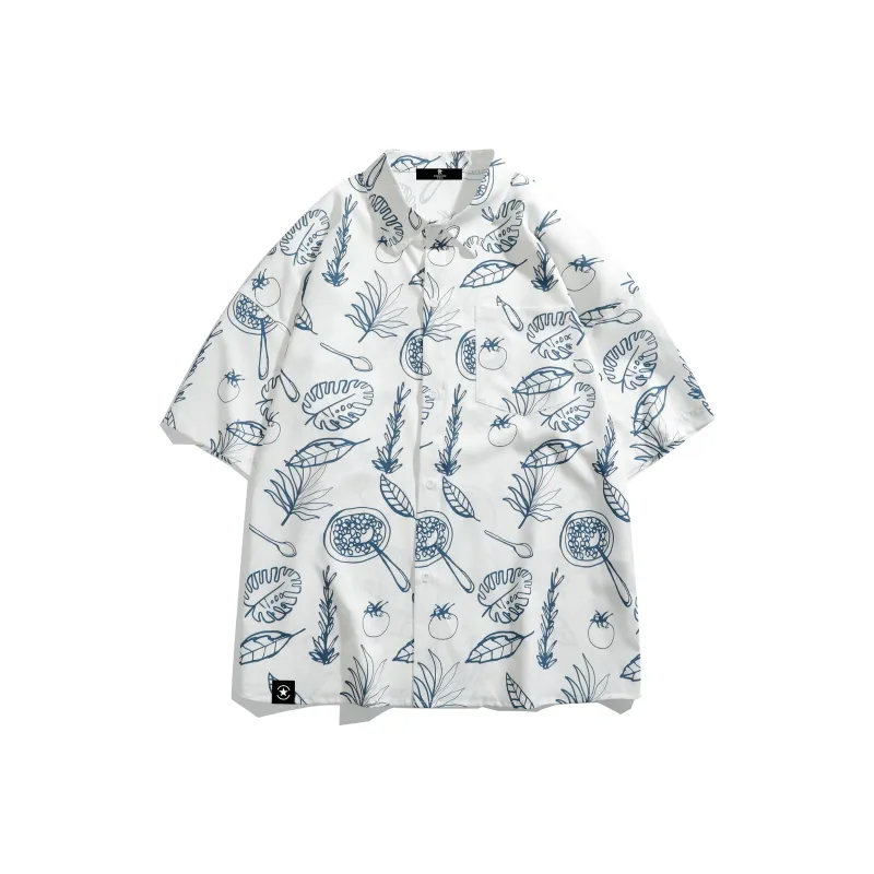 ROBINHOOD Shirt Unisex White Cartoon Leaf-0