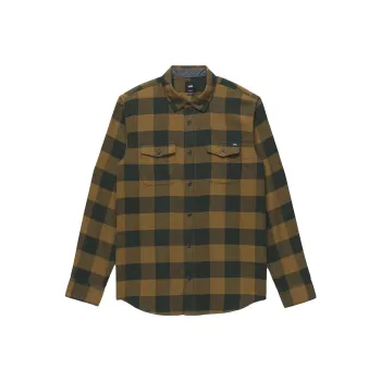 Vans Aliso Long Sleeve Buttondown Shirt Shirt Men's Dark Forest/Rabbit Color