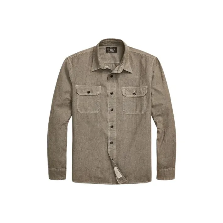 DOUBLE RL Selvedge Jaspé Workshirt Shirt Men's Umber-0