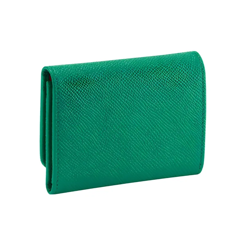 BVLGARI Calfskin Card Holder Women's Green-1