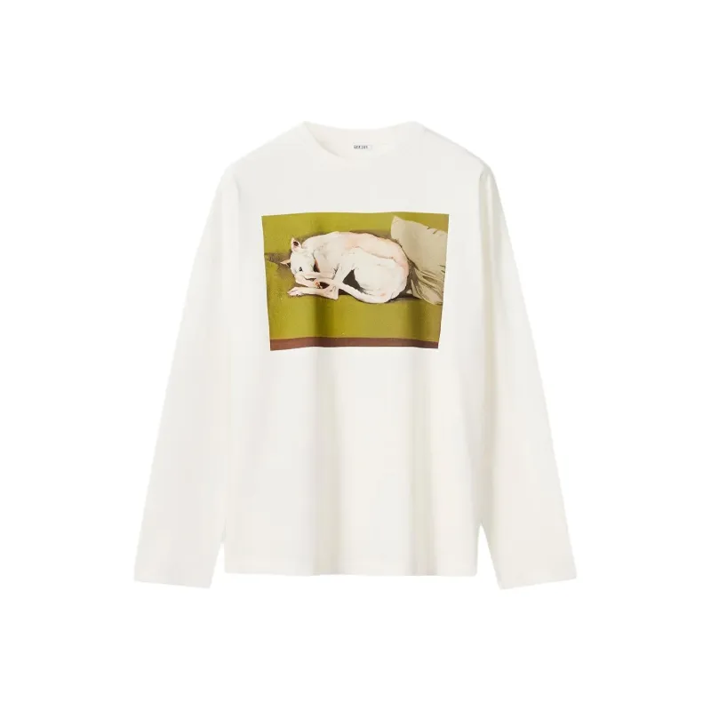 LOEWE Long Sleeve Greyhound Print T Shirt-0