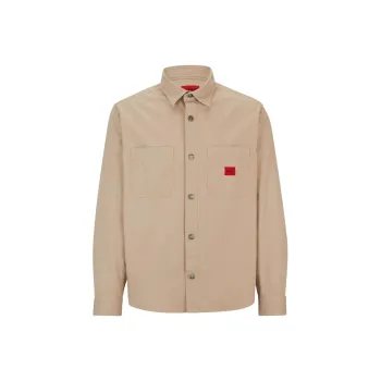 HUGO BOSS Oversized Fit Shirt In Cotton Twill With Logo Label Shirt Men's Light Umber