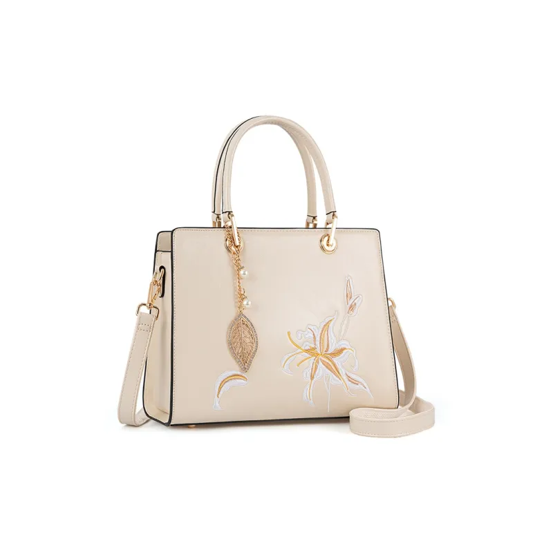Vigno Synthetic Leather Handbag, One Shoulder, Crossbody Bag Regular Women's Ecru-1