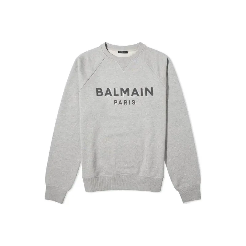 BALMAIN Logo flocked Mélange Sweatshirt-0