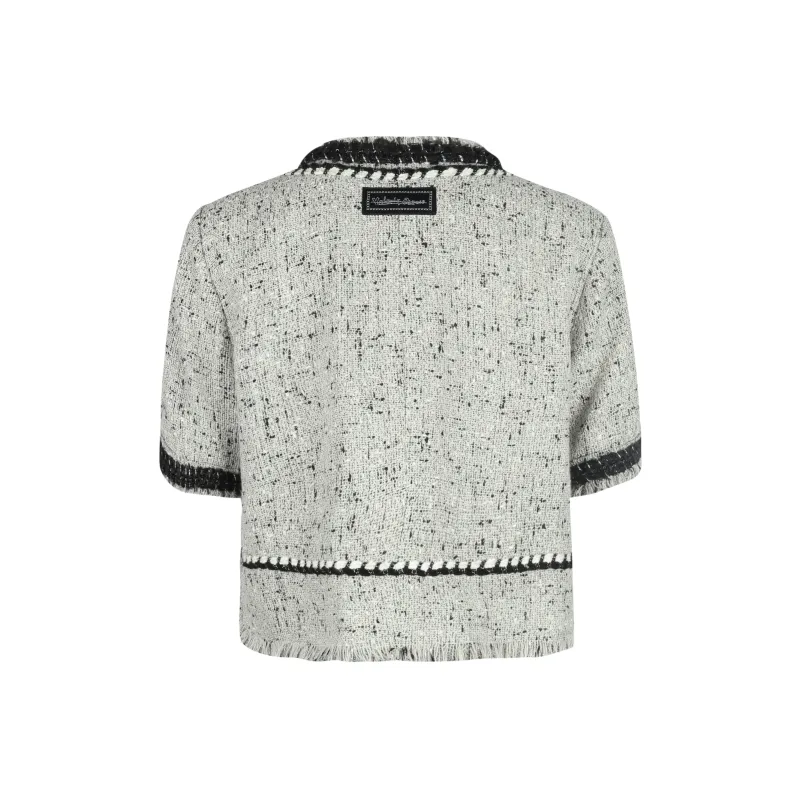 Valeria Obbaco Cropped Coat Women's Black White-1