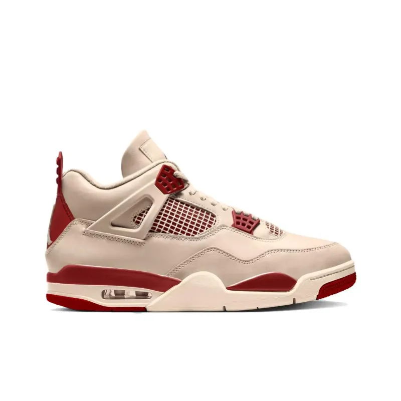 Jordan Air Jordan 4 Anti Slip Wear Resistant Mid Top Vintage Basketball Shoes Women's Beige Red-1