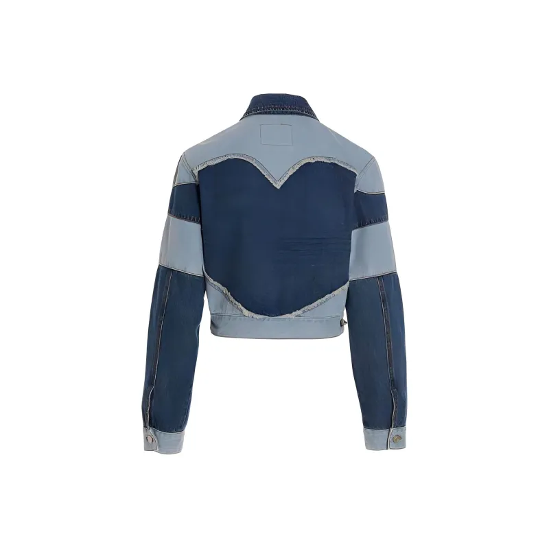 ANDERSSON BELL Mahina Patchwork Striped Cropped Denim Jacket-1