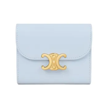 CELINE Triomphe Cow Leather Wallet Small Size Women's Glacier Blue