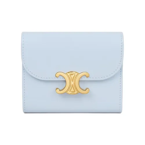 CELINE Triomphe Cow Leather Wallet Small Size Women's Glacier Blue