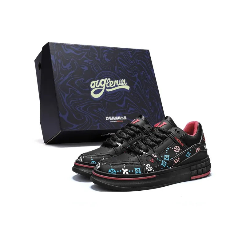 OUGLEMEN Cushioning, Lightweight, Breathable Low Top Skateboard Shoes Men's Box-6
