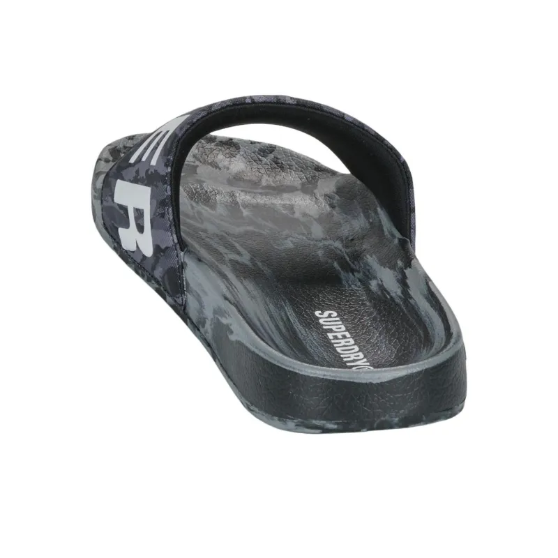 SUPERDRY Abrasion Resistant Slide Slippers Men's Black Gray-3
