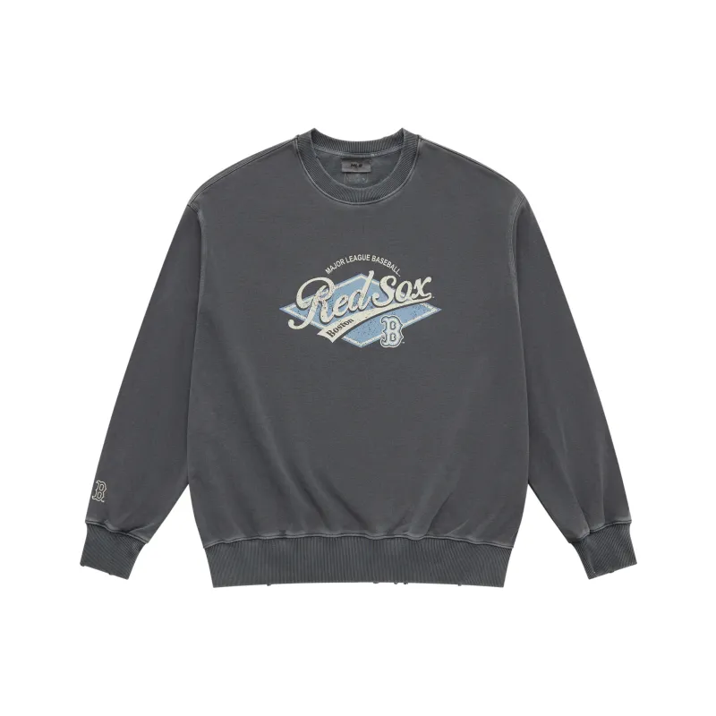 MLB Preppy Style Collection Boston Red Sox SS25 Crewneck Sweatshirt Unisex Dark Charcoal Gray-0