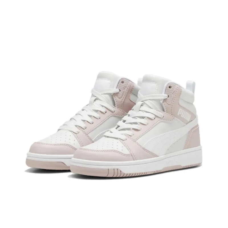 PUMA Rebound V6 Anti Slip Wear Resistant High Top Skateboard Shoes Unisex White Pink-2