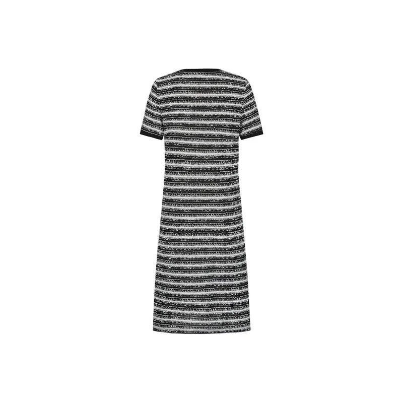 JZ. ANNAKRO Long Sleeved Dress Women's Black White Stripes-1