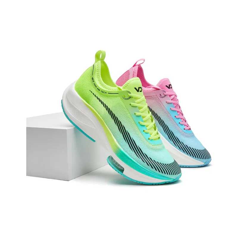 VOIT Anti Slip Wear Resistant Low Top Air Cushion Marathon Running Shoes Unisex Green Pink Blue Mismatched-3