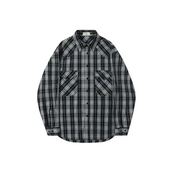 Evi Stub Shirt Men's Dark Blueberry Gray Plaid