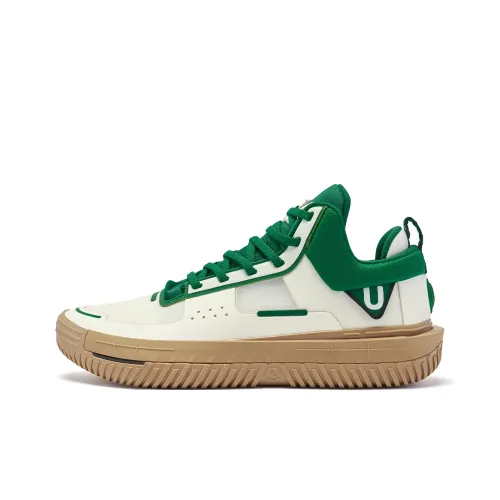 QIAODAN Cushioning Coverage Rebound Grip Breathable Low Top Basketball Shoes Men's White Green