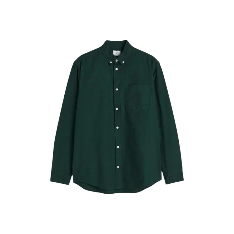 H&M Shirts Men Dark Green-0