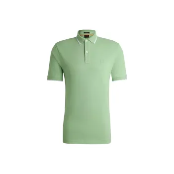 HUGO BOSS Slim Fit Polo Shirt In Washed Stretch Cotton Piqué Polo Shirt Men's Green