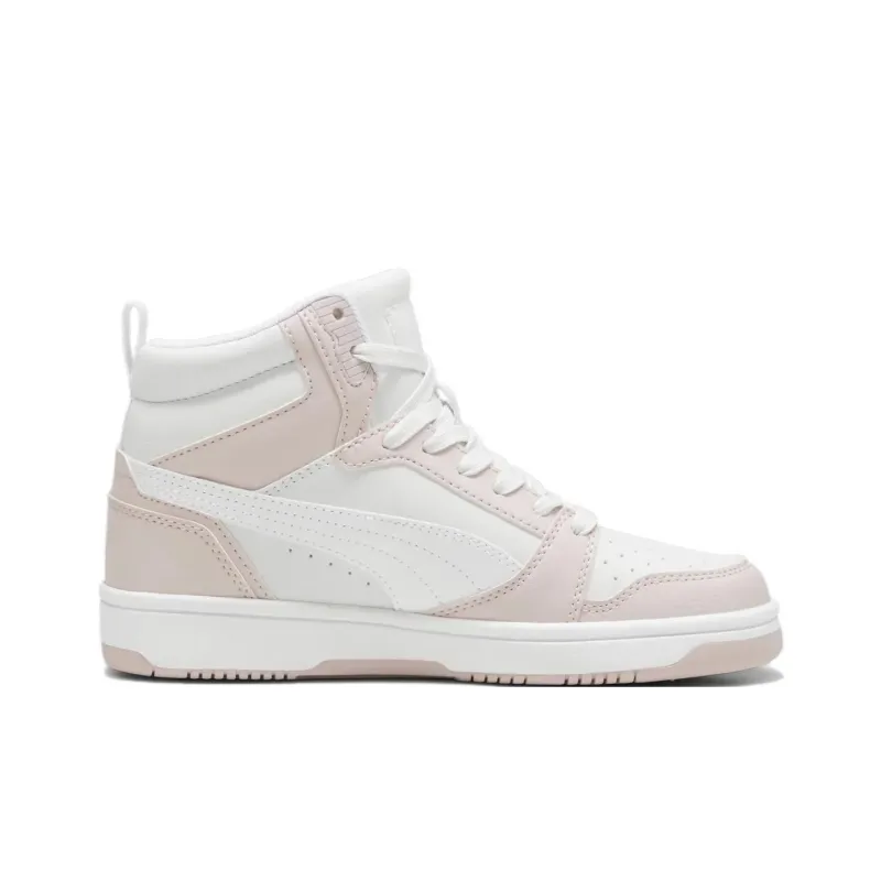 PUMA Rebound V6 Anti Slip Wear Resistant High Top Skateboard Shoes Unisex White Pink-1