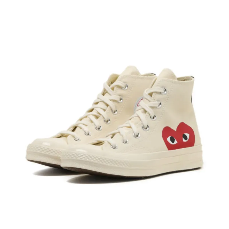 CDG Play All Star Heart Print Balance Abrasion Resistant Slip Resistant High Top Canvas Shoes Unisex-7