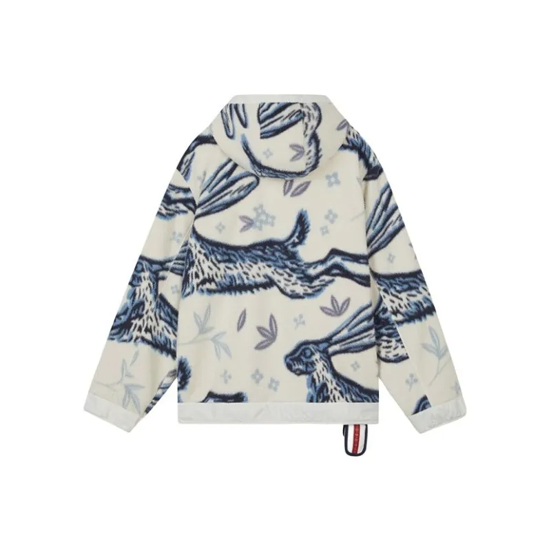 Skechers New Year Collection Sports Lifestyle Collection Velvet feel Coat Men's White Red Hare All Over Print 02 PC-1