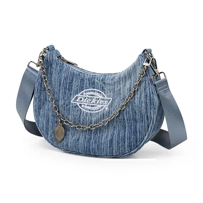 Dickies Cotton Fiber Crossbody Bag, Shoulder Bag, Crescent Bag Regular Women's Denim Blue-1