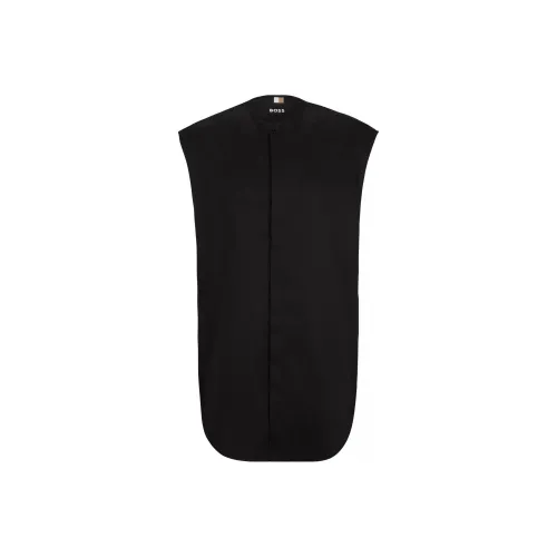 HUGO BOSS Sleeveless Regular-Fit Shirt In Easy-Iron Cotton Poplin Shirt Men's Black