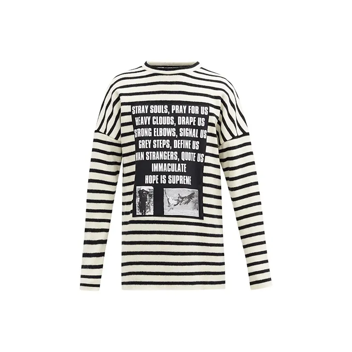 RAF SIMONS Archive Redux SS02 Poem Panel Striped Brushed Wool Sweater-0