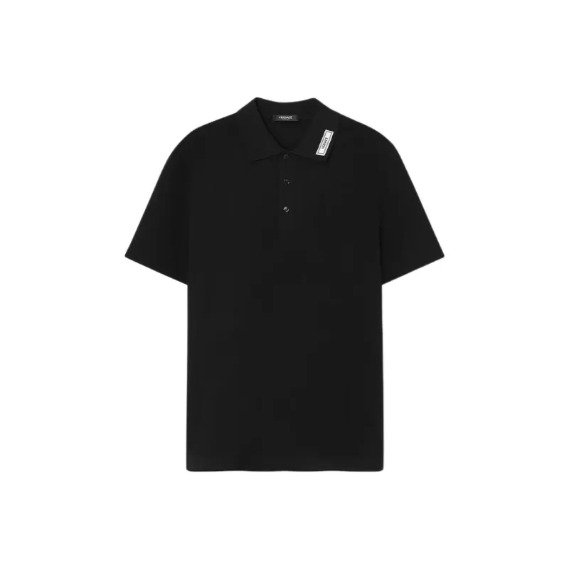 VERSACE Logo Patch Short Sleeved Polo Shirt-0