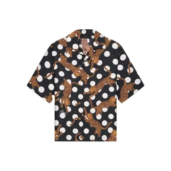 AMIRI Leopard Polka Dots Bowling Shirt