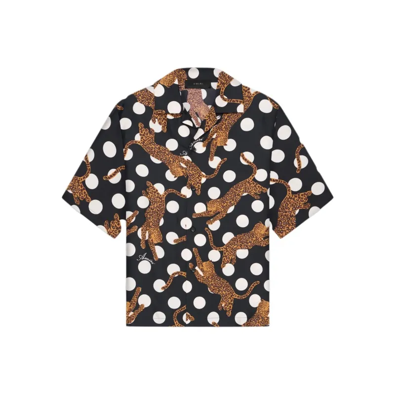 AMIRI Leopard Polka Dots Bowling Shirt-0