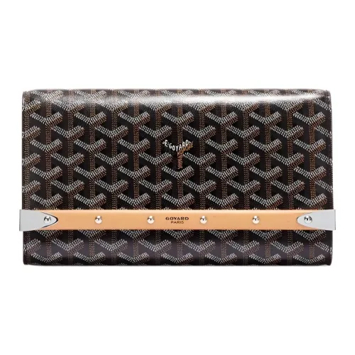 GOYARD MONTE-CARLO Canvas With Leather Clutches Crossbody Bags Small Size Women's Black